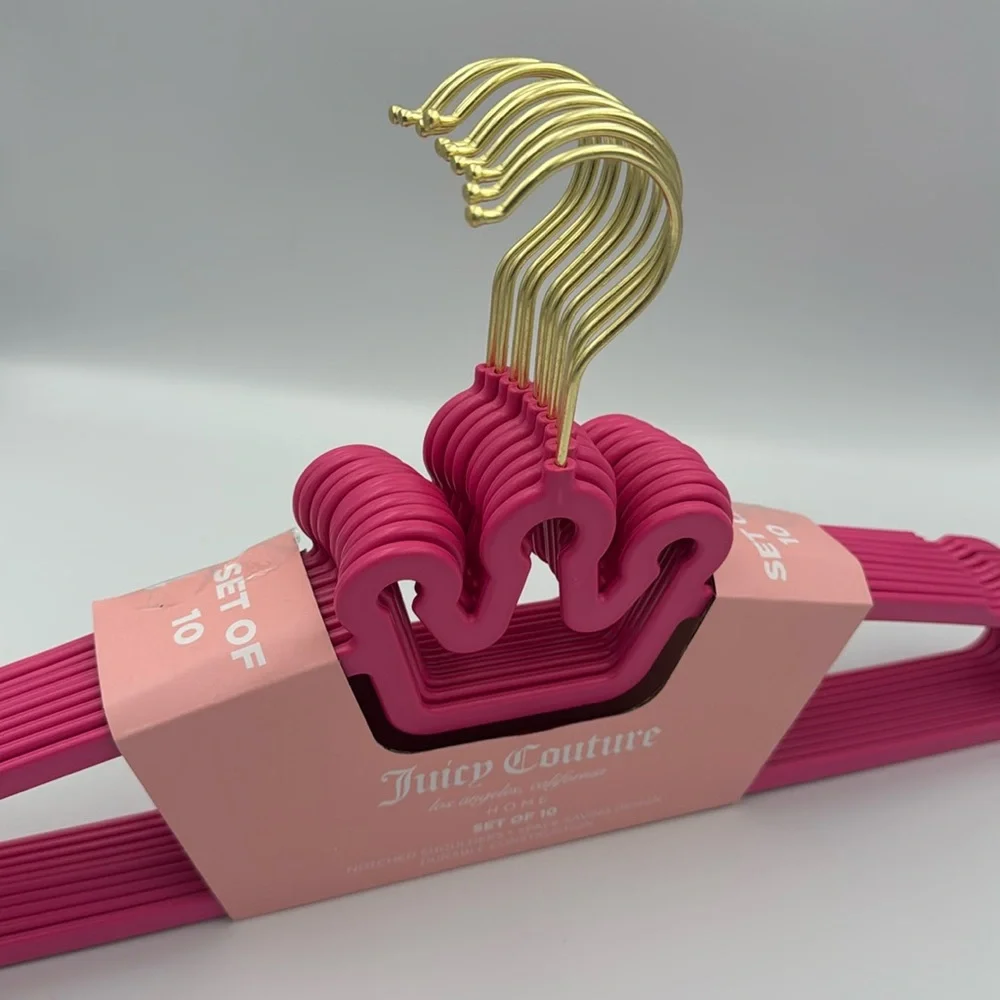 Juicy Couture Hot Pink Crown Notched Hangers Set‎ of 10 NWT